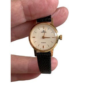 Lorus Watch Women Gold Tone Round Dial Adjustable Faux Leath Band Needs Battery
